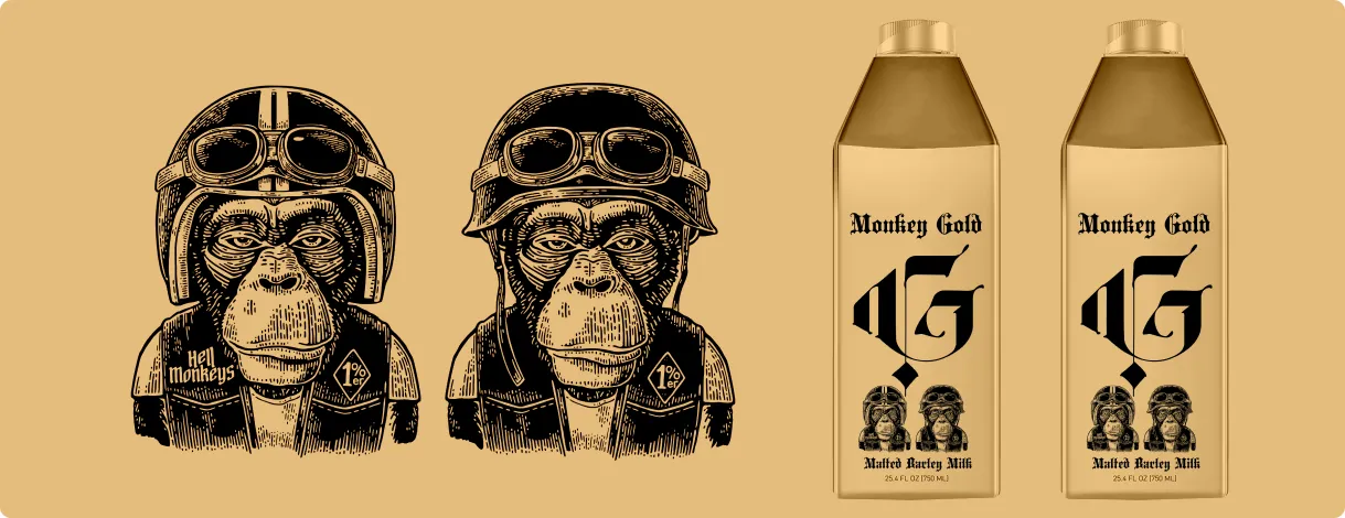 Monkey gold branded monkeys and milk