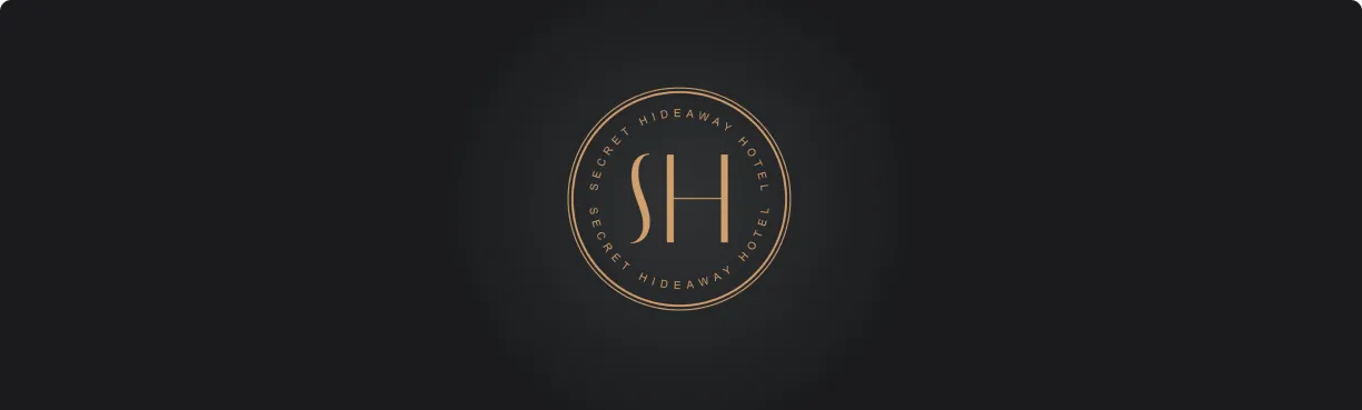 Hotel Secret Hideaway black and gold logo